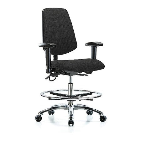 Ergonomic Chair, Adjustable Arms, 21-1/2" to 29" Height, Black