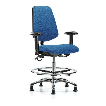 ESD Task Chair, Fabric, Blue, 21-1/2 in to 29 in Seat Height, 6-Way Adjustable Arms