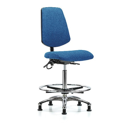 ESD Task Chair, Fabric, Blue, 26-1/4 in to 36 in Seat Height, No Arms Arms, Non-Marring Glides