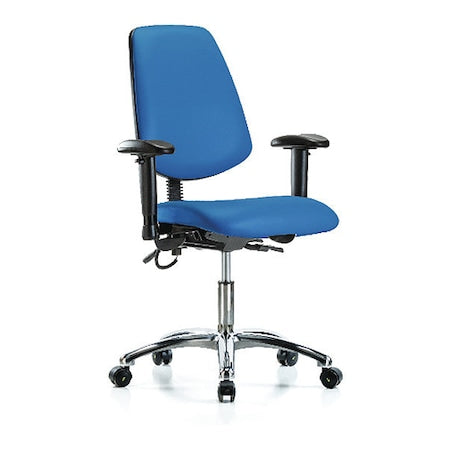 ESD Task Chair, Adjustable Arms, 19" to 24" Height, Blue