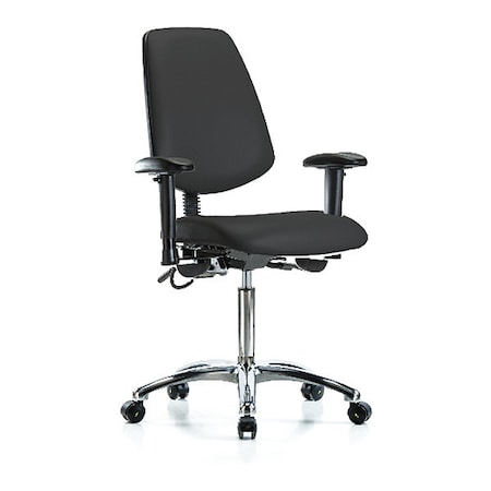 ESD Task Chair, Adjustable Arms, 21-1/2" to 29" Height, Black