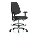 ESD Task Chair, Vinyl (Antibacterial), Black, 21-1/2 in to 29 in Seat Height, 6-Way Adjustable Arms