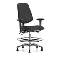 ESD Task Chair, Vinyl (Antibacterial), Black, 21-1/2 in to 29 in Seat Height, 6-Way Adjustable Arms
