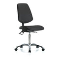 ESD Task Chair, Vinyl (Antibacterial), Black, 21-1/2 in to 29 in Seat Height, No Arms Arms, Rolling