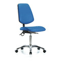ESD Task Chair, Vinyl (Antibacterial), Blue, 21-1/2 in to 29 in Seat Height, No Arms Arms, Rolling