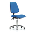ESD Task Chair, Vinyl (Antibacterial), Blue, 21-1/2 in to 29 in Seat Height, No Arms Arms