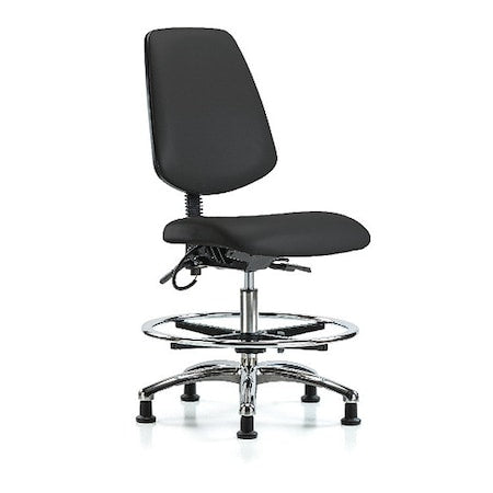 ESD Task Chair, Vinyl (Antibacterial), Black, 21-1/2 in to 29 in Seat Height, No Arms Arms