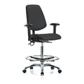 ESD Task Chair, Vinyl (Antibacterial), Black, 26-1/4 in to 36 in Seat Height, 6-Way Adjustable Arms