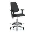 ESD Task Chair, Vinyl (Antibacterial), Black, 26-1/4 in to 36 in Seat Height, 6-Way Adjustable Arms