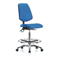 ESD Task Chair, Vinyl (Antibacterial), Blue, 26-1/4 in to 36 in Seat Height, No Arms Arms, Rolling