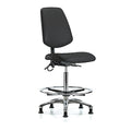 ESD Task Chair, Vinyl (Antibacterial), Black, 26-1/4 in to 36 in Seat Height, No Arms Arms