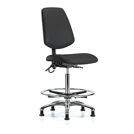 ESD Task Chair, Vinyl (Antibacterial), Black, 26-1/4 in to 36 in Seat Height, No Arms Arms