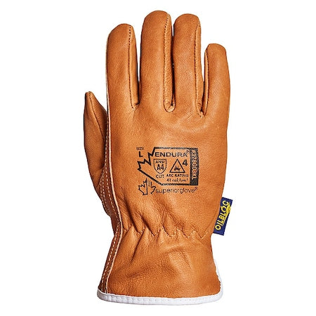 Multipurpose Leather Glove, Goatskin, 10" Length, Tan, Size L (9)