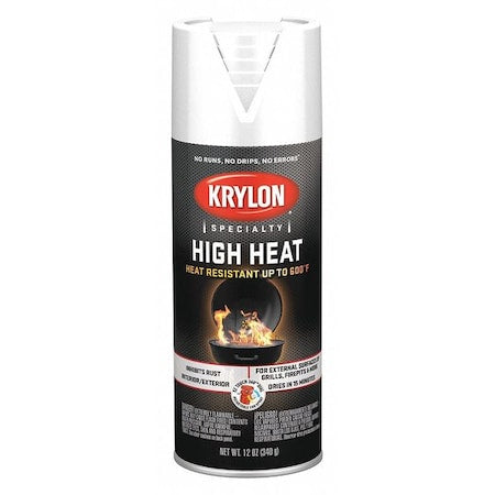 Spray Paint, White, Flat, Solvent, 12 oz