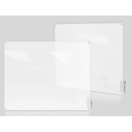 Dry Erase Board, Glass, 24 in, 36 in, No Frame Frame, Frosted White, Gloss