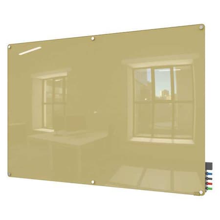 Dry Erase Board, Glass, 48 in, 72 in, No Frame Frame, Beige, Gloss