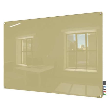 Dry Erase Board, Glass, 24 in, 36 in, No Frame Frame, Beige, Gloss