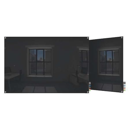 Dry Erase Board, Glass, 24 in, 36 in, No Frame Frame, Black, Gloss