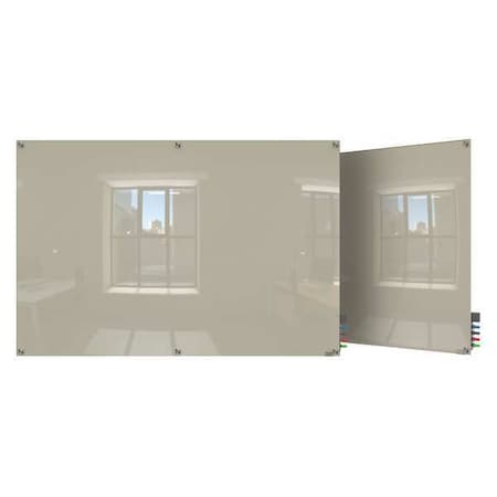 Dry Erase Board, Glass, 48 in, 96 in, No Frame Frame, Gray, Gloss