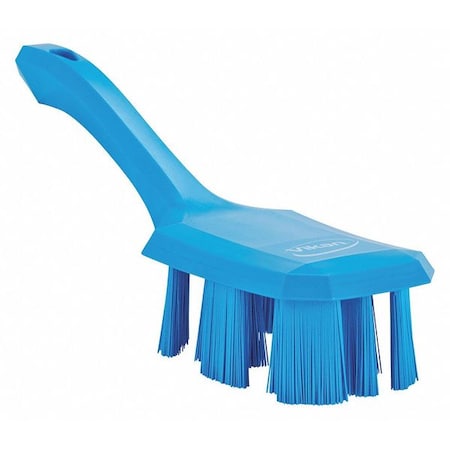 2 7/8 in W Scrub Brush, Stiff, 5 3/4 in L Handle, 4 3/4 in L Brush, Blue, Plastic, 10 in L Overall