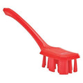 2 7/8 in W Scrub Brush, Stiff, 11 1/4 in L Handle, 4 3/4 in L Brush, Red, Plastic