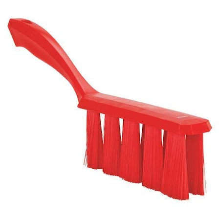 1 1/2 in W Bench Brush, Medium, 7 in L Handle, 6 1/2 in L Brush, Red, Plastic, 13 in L Overall