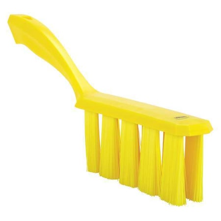 1 1/2 in W Bench Brush, Medium, 7 in L Handle, 6 1/2 in L Brush, Yellow, Plastic, 13 in L Overall