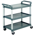 Dual-Handle Utility Cart with Lipped Plastic Shelves, Poly Materials, 265 lb Load Capacity, 36 in H
