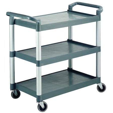 Dual-Handle Utility Cart with Lipped Plastic Shelves, Poly Materials, 265 lb Load Capacity, 36 in H
