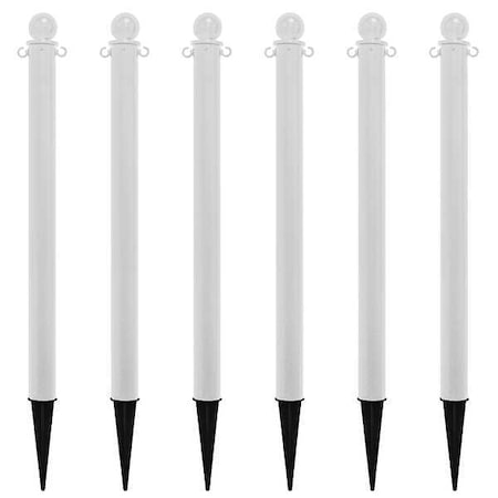 Ground Post, White, 35inH, Polyethylene, PK6