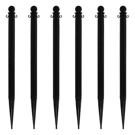 Ground Post, Black, 35inH, Polyethylene, PK6