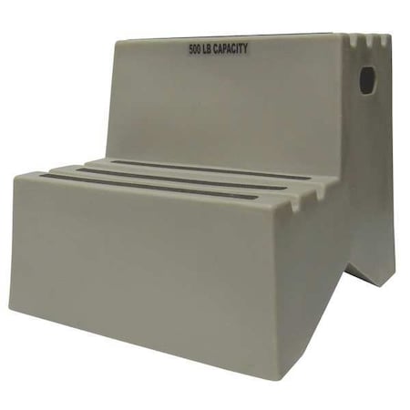 Box Step, 2 Steps, 500 lb Load Capacity, 19 1/2 in Overall Height, Plastic, Gray