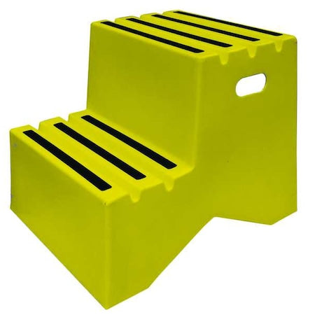 Box Step, 2 Steps, 500 lb Load Capacity, 19 1/2 in Overall Height, Plastic, Yellow