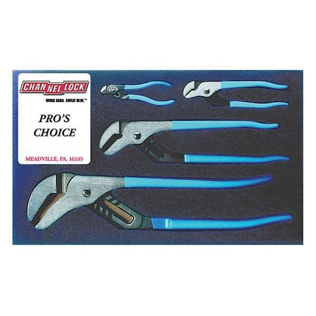 4 Piece Plastic Grip Tongue and Groove Plier Set Dipped Handle