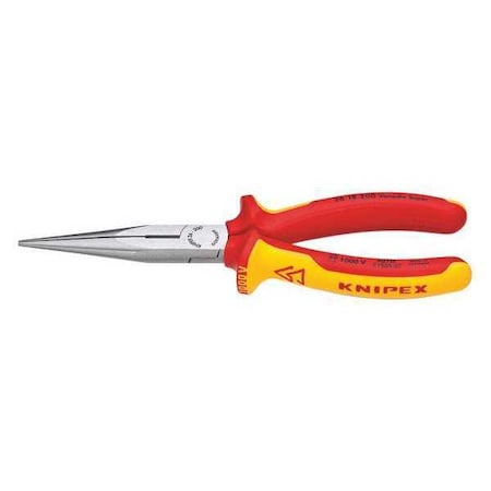 8" Chain Nose Side Cutting Plier, Insulated