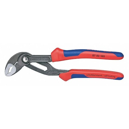 7 1/4 in V-Jaw Water Pump Plier Serrated, Bi-Material Grip