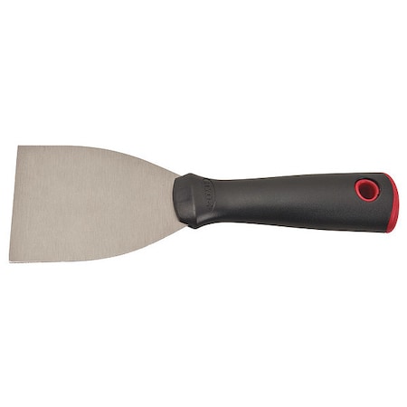Putty Knife, Length 3 1/2 in, Blade Width 3 in, Carbon Steel, Black