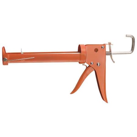 Caulk Gun, 10 oz Container Size, Steel, 10:01, Skeleton Frame, Orange