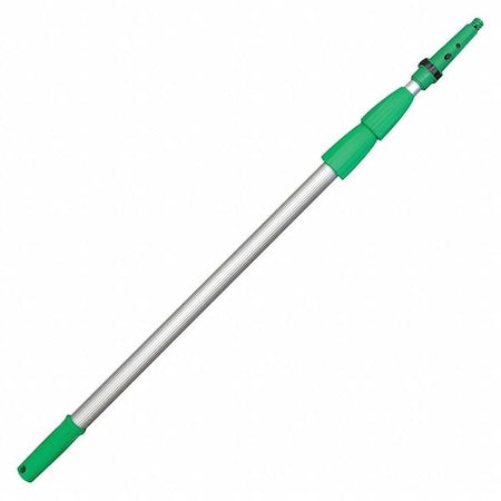 168" Threaded Telescoping Pole, 7/8 in Dia, Silver/Green, Aluminum/Plastic