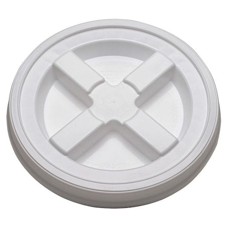 Plastic Pail Lid, Dia 12-3/8 In, White