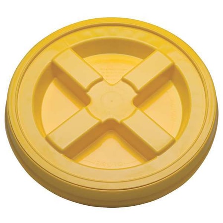 Plastic Pail Lid, Dia 12-3/8 In, Yellow