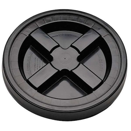 Plastic Pail Lid, Dia 12-3/8 In, Black