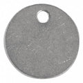 Blank Tag, Stainless Steel, 1 3/8 in H x 1 3/8 in W, 1 3/8 in Dia., Silver, Round, 25 PK