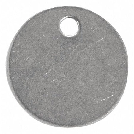 Blank Tag, Stainless Steel, 2 in H x 2 in W, Silver, Round, 25 PK