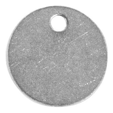Blank Tag, Aluminum, 1 1/4 in H x 1 1/4 in W, 1 1/4 in Dia., Silver, Round, 100 PK