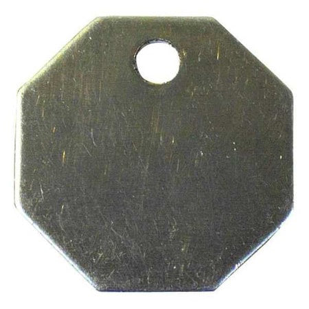 Blank Tag, Stainless Steel, 1 1/4 in H x 1 1/4 in W, Silver, Octagon, 100 PK