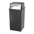 36 gal. Steel, Rigid Plastic Rectangular Trash Can, Black