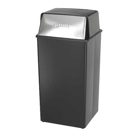 36 gal. Steel, Rigid Plastic Rectangular Trash Can, Black