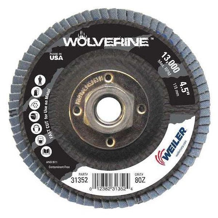 4-1/2" Abrasive Flap Disc Conical Phenolic Bkng 80Z 5/8"-11 UNC Nut
