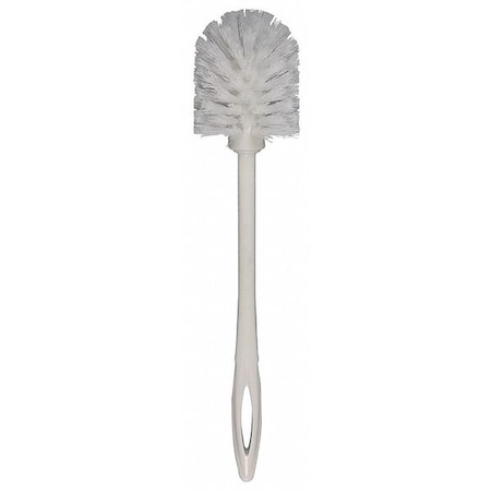 Toilet Brush, 11 1/2 in L Handle, 3 in L Brush, White, Plastic, 14 1/2 in L Overall